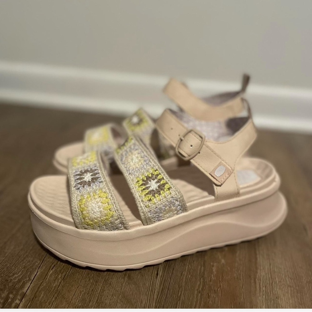 Hey Dude Delray Buckle Cottage Crochet Sandals